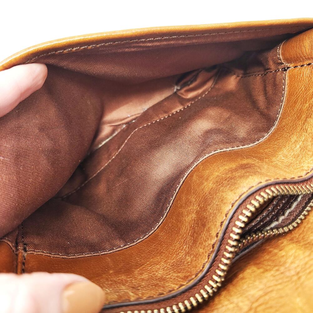 Fossil Crossbody Tan Leather Purse Bag Minimalist Chic Boho Western - Picture 14 of 14